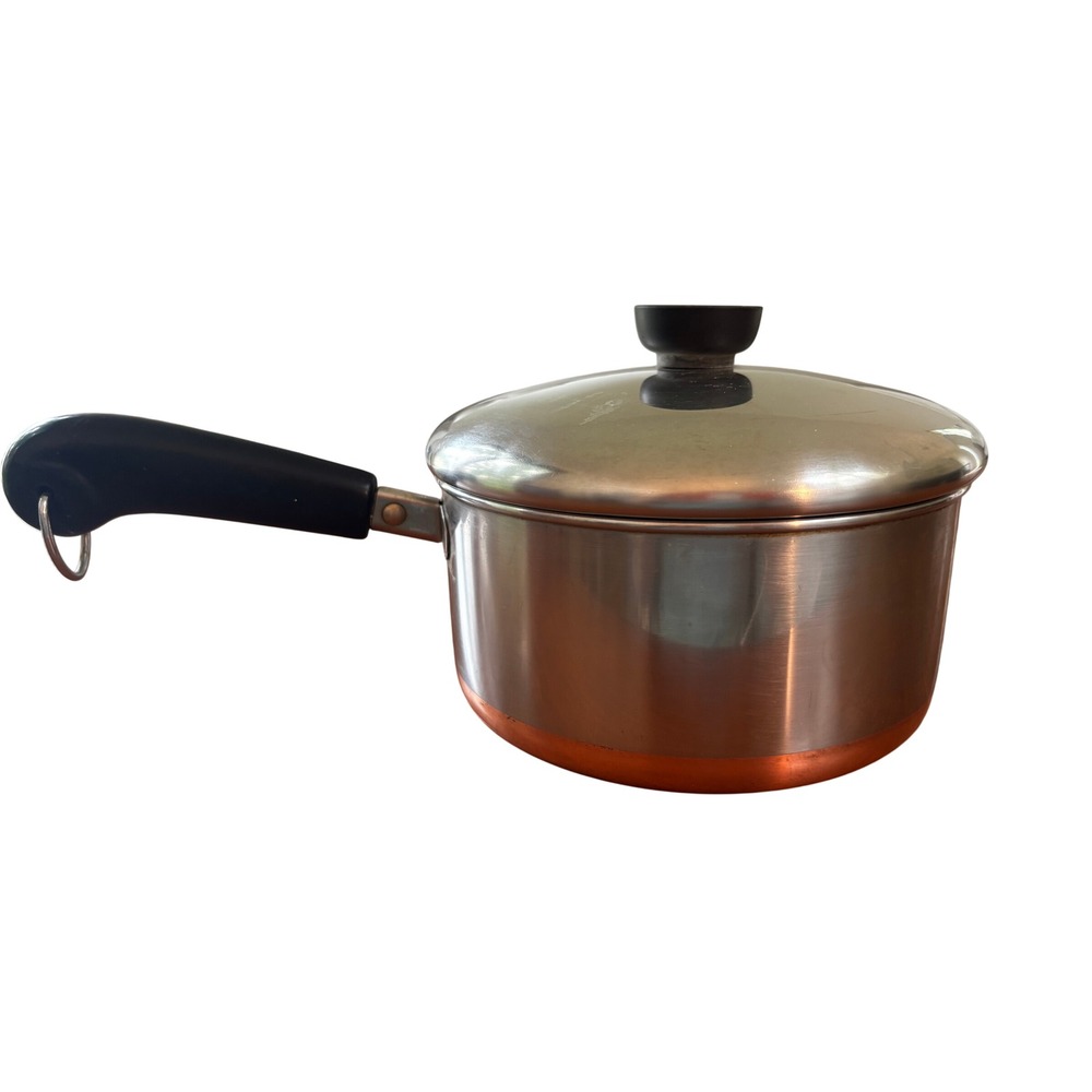 Revere Ware Saucepan Pot 1.5 Qt Silver Copper Bottom Vintage Stainless Lid
